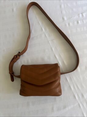 Women’s Tan Quilted Crossbody belt Bag by the Drop